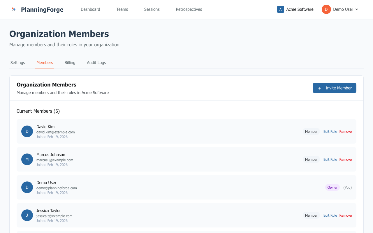 User management interface